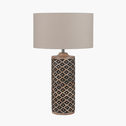Orissa Tall Wooden Diamond Table Lamp | Hand Carved Wood Lamp