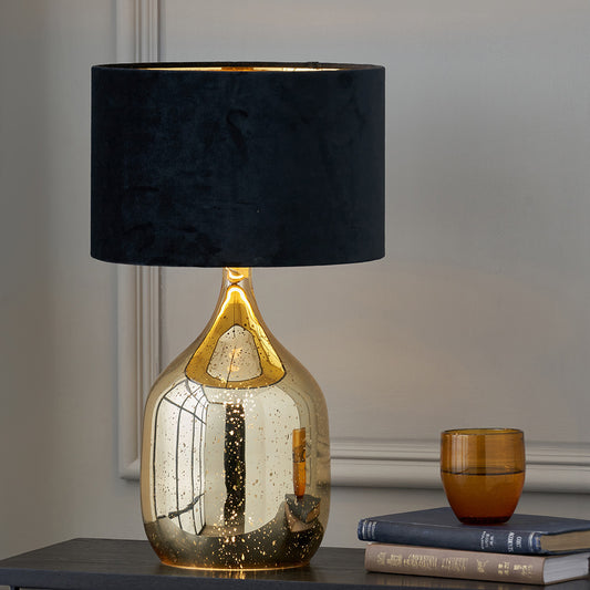 Stellar Champagne Gold Glass Dual Light Table Lamp
