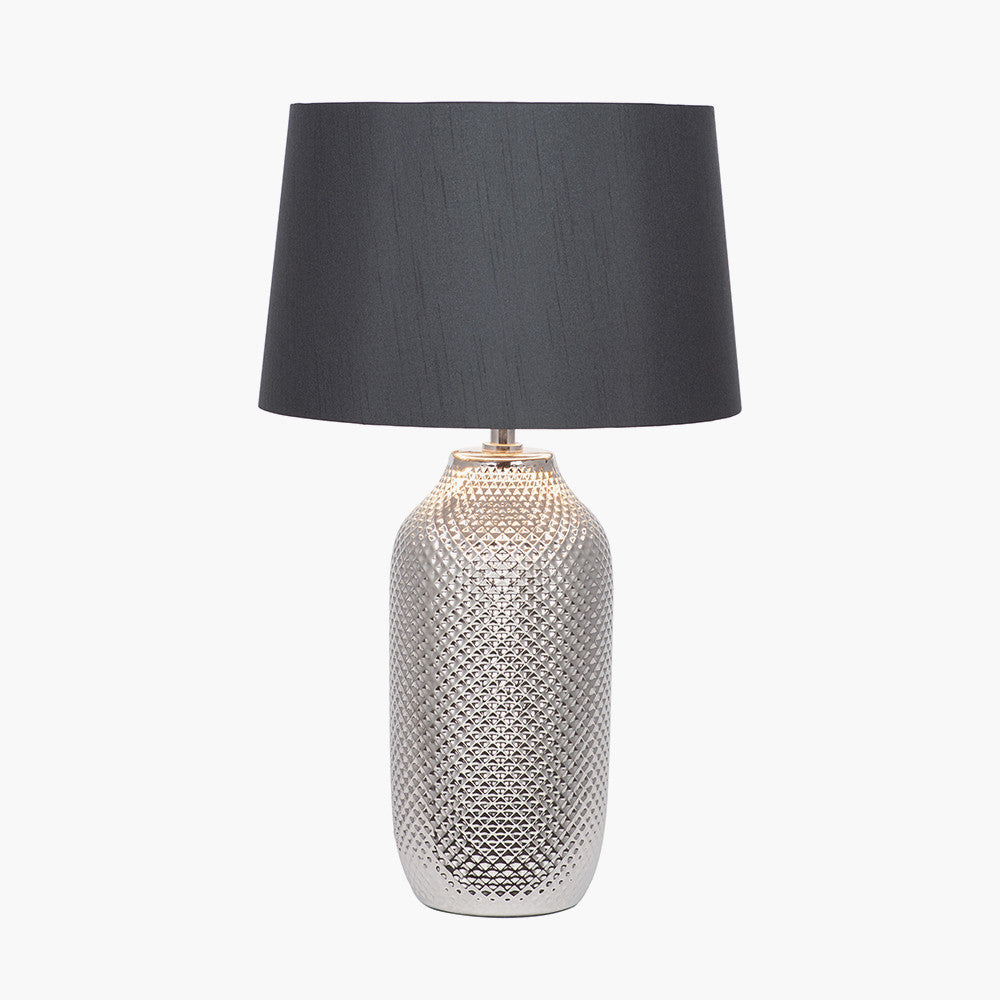 Nova Silver Textured Ceramic Table Lamp | Silver Table Lamp