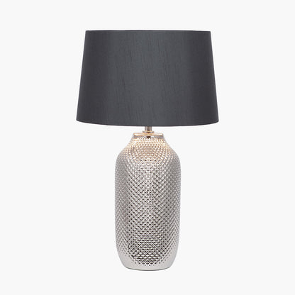 Nova Silver Textured Ceramic Table Lamp | Silver Table Lamp