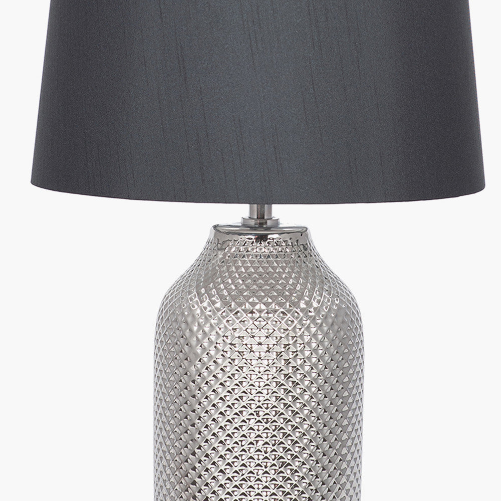 Nova Silver Textured Ceramic Table Lamp | Silver Table Lamp