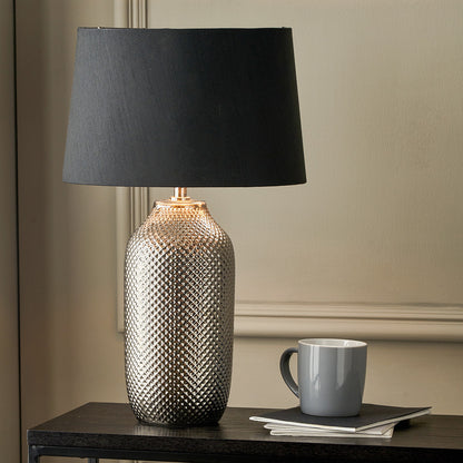 Nova Silver Textured Ceramic Table Lamp | Silver Table Lamp