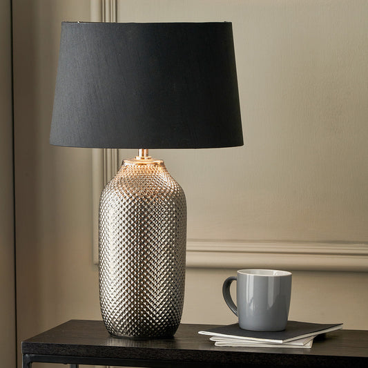 Nova Silver Textured Ceramic Table Lamp | Silver Table Lamp