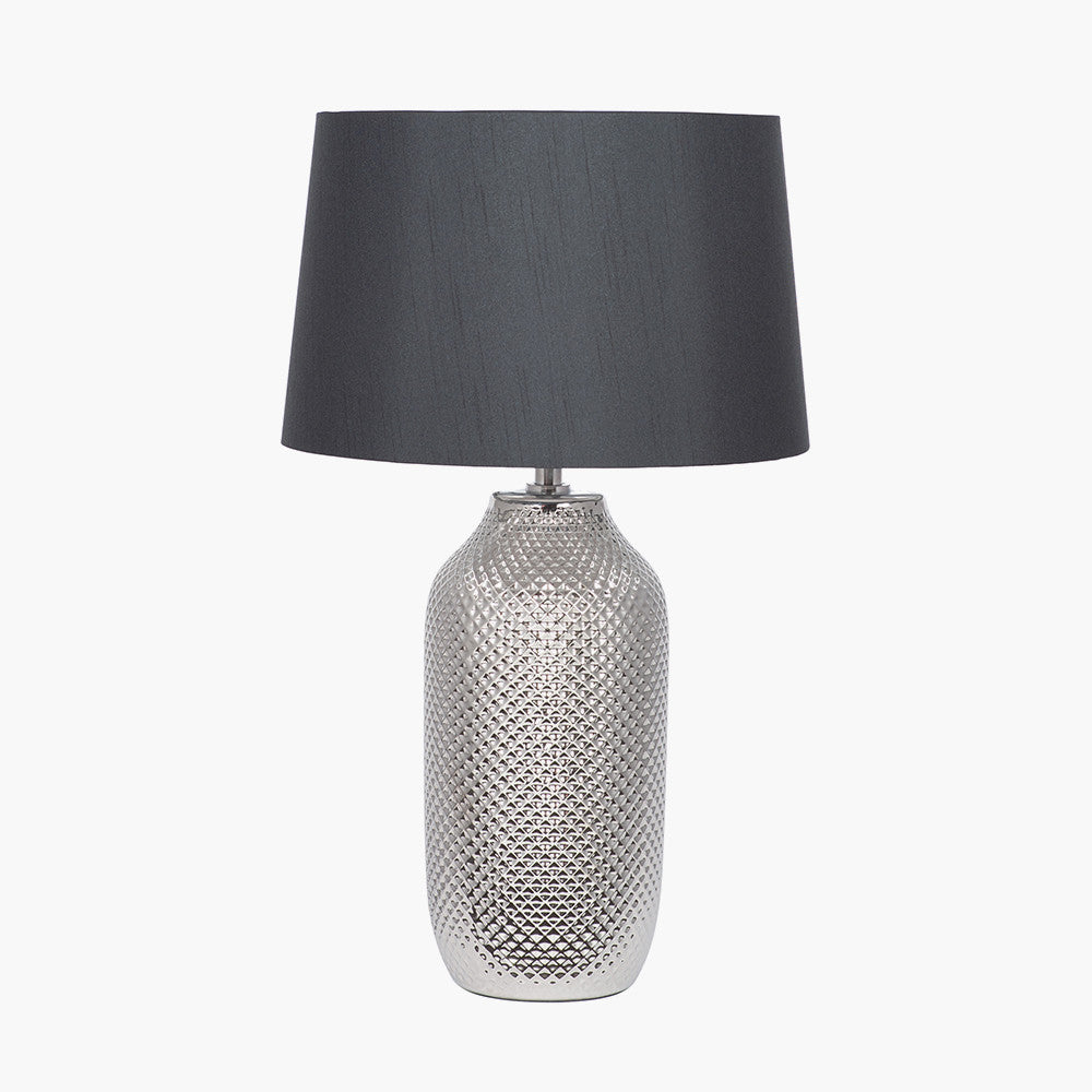 Nova Silver Textured Ceramic Table Lamp | Silver Table Lamp