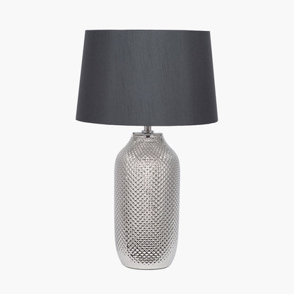 Nova Silver Textured Ceramic Table Lamp | Silver Table Lamp