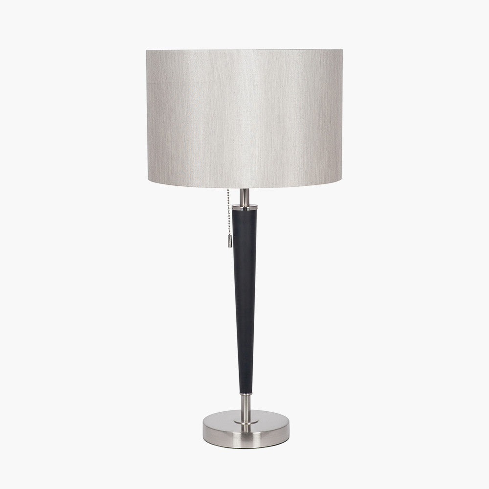 Lowry Black & Silver Table Lamp with Grey Shade | Modern Contemporary Lamp