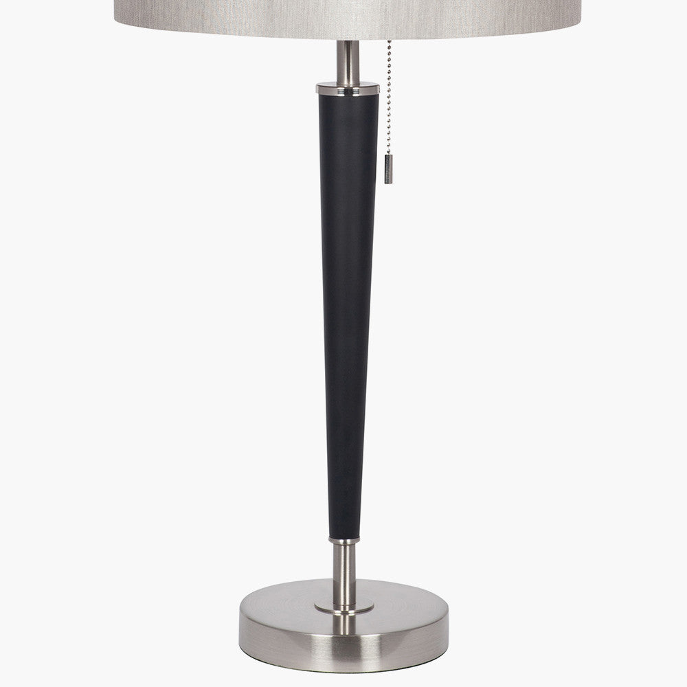 Lowry Black & Silver Table Lamp with Grey Shade | Modern Contemporary Lamp