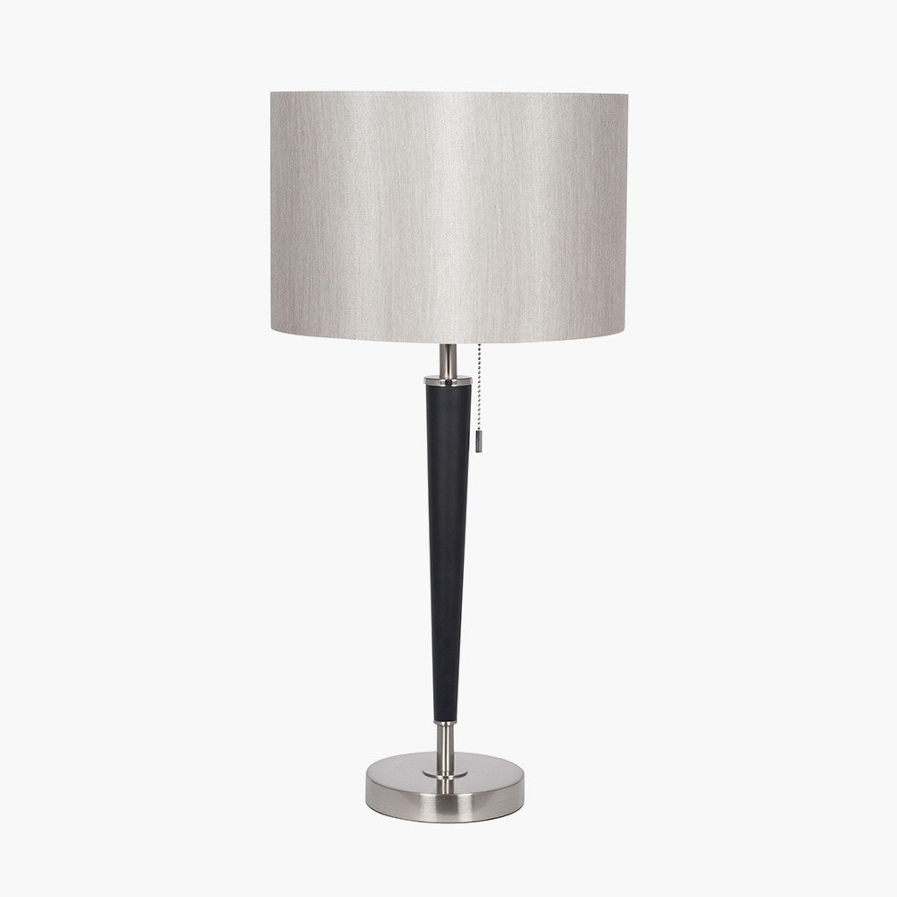 Lowry Black & Silver Table Lamp with Grey Shade | Modern Contemporary Lamp