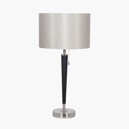 Lowry Black & Silver Table Lamp with Grey Shade | Modern Contemporary Lamp