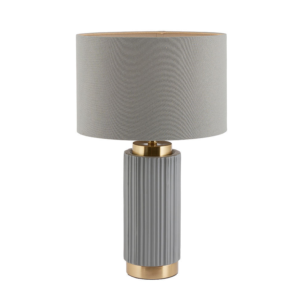 Ionic Grey Ceramic & Gold Table Lamp | Modern Textured Lighting