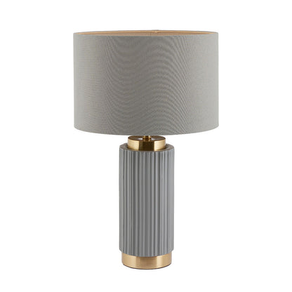 Ionic Grey Ceramic & Gold Table Lamp | Modern Textured Lighting