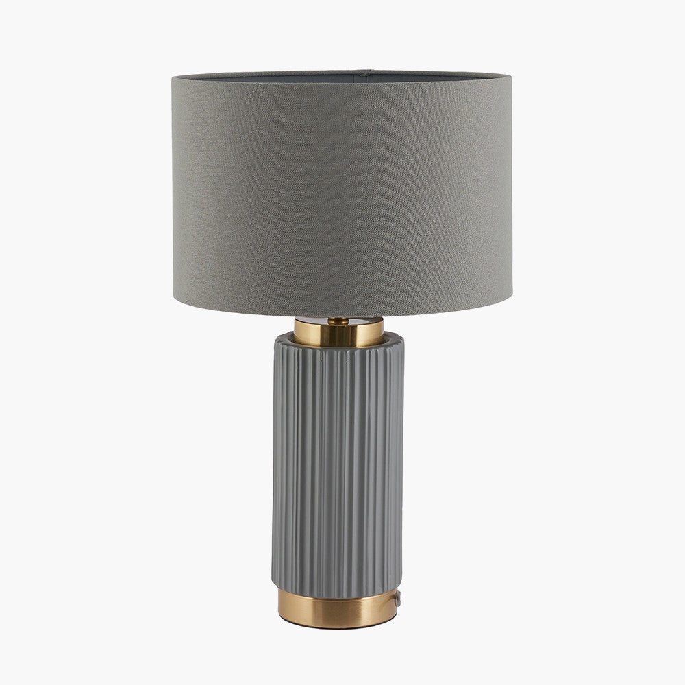 Ionic Grey Ceramic & Gold Table Lamp | Modern Textured Lighting