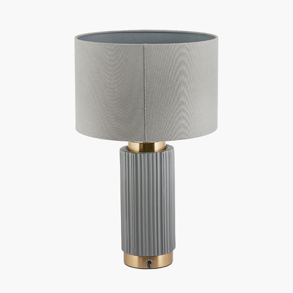 Ionic Grey Ceramic & Gold Table Lamp | Modern Textured Lighting