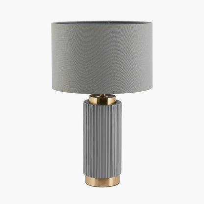 Ionic Grey Ceramic & Gold Table Lamp | Modern Textured Lighting