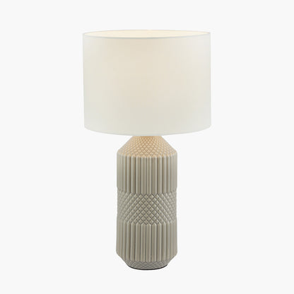 Meribel Grey Geo Textured Tall Ceramic Table Lamp | Modern Table Lamp