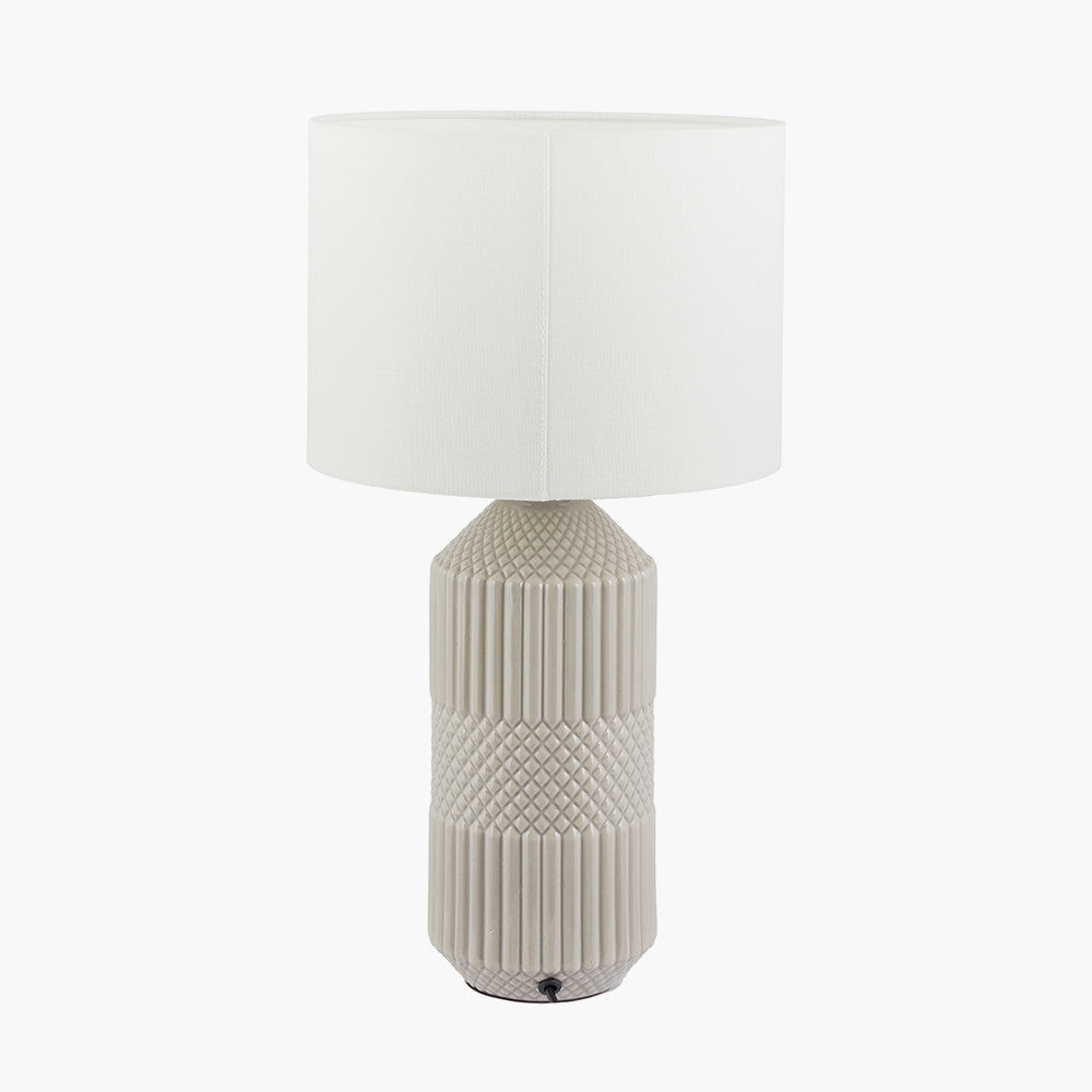 Meribel Grey Geo Textured Tall Ceramic Table Lamp | Modern Table Lamp