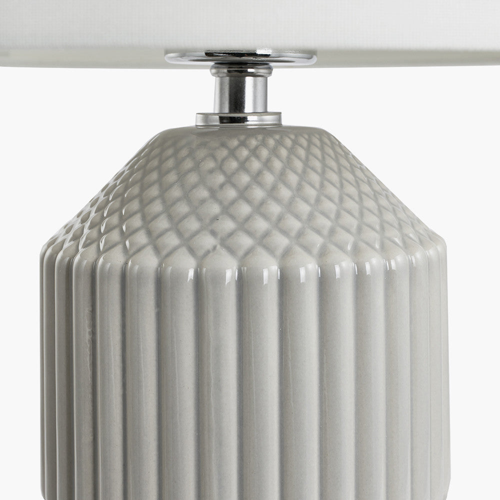 Meribel Grey Geo Textured Tall Ceramic Table Lamp | Modern Table Lamp