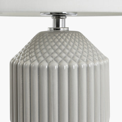 Meribel Grey Geo Textured Tall Ceramic Table Lamp | Modern Table Lamp