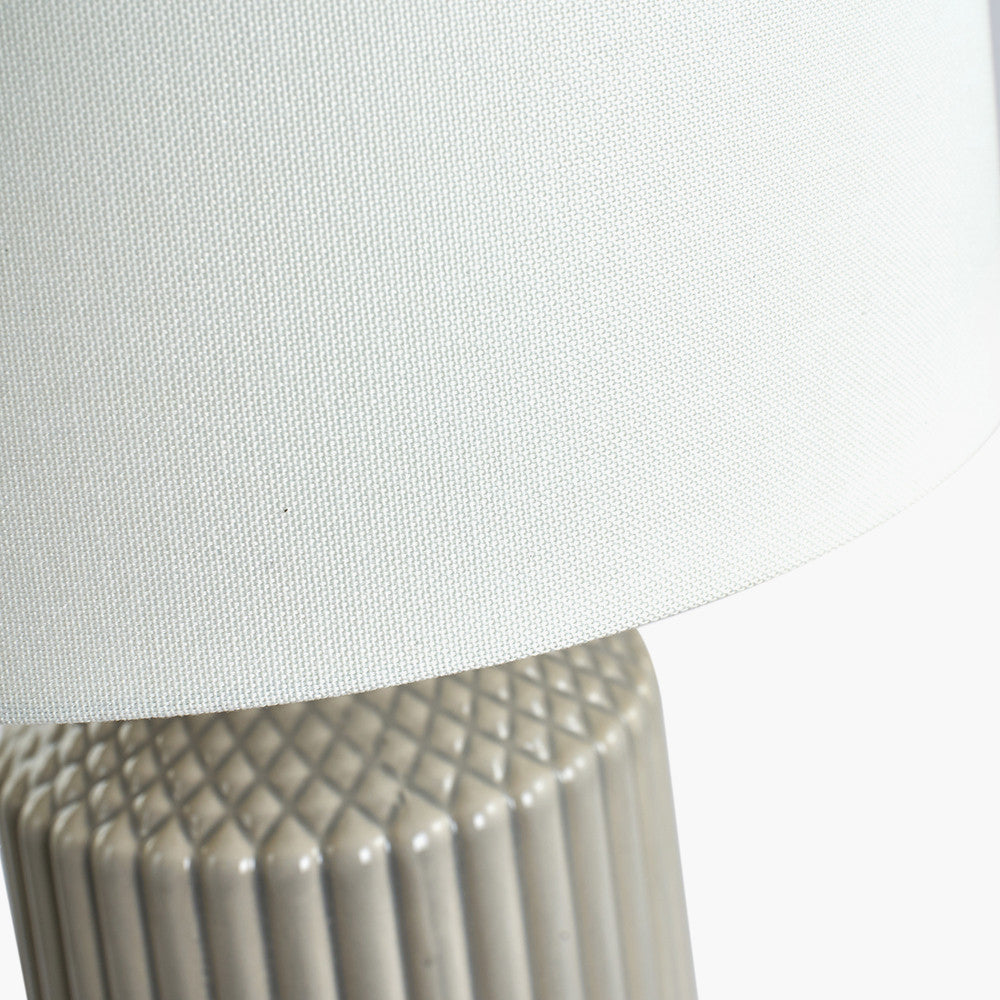Meribel Grey Geo Textured Tall Ceramic Table Lamp | Modern Table Lamp