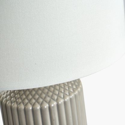 Meribel Grey Geo Textured Tall Ceramic Table Lamp | Modern Table Lamp