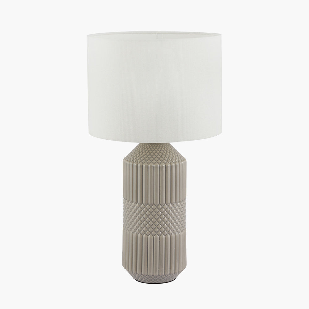 Meribel Grey Geo Textured Tall Ceramic Table Lamp | Modern Table Lamp