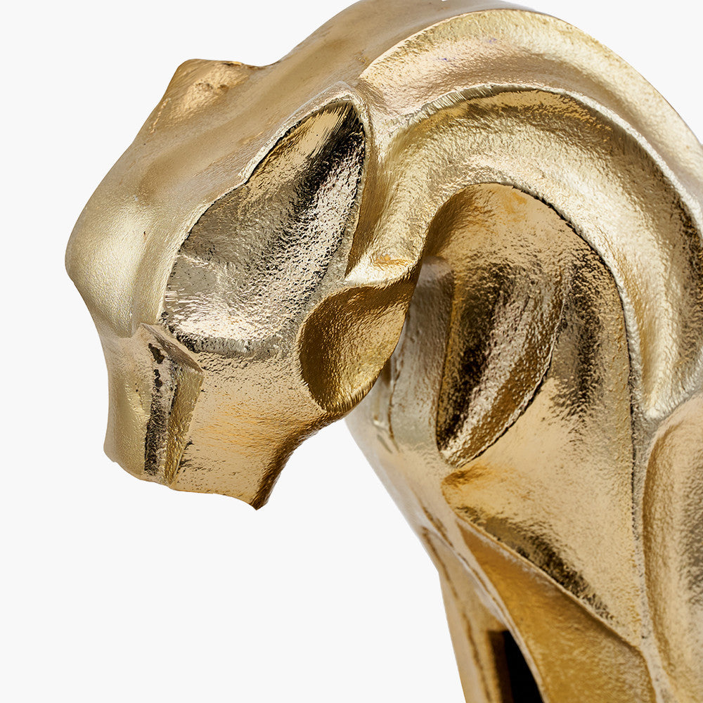 Osa Gold Jaguar Table Lamp with Ivory Oval Shade | Luxury Statement Lighting