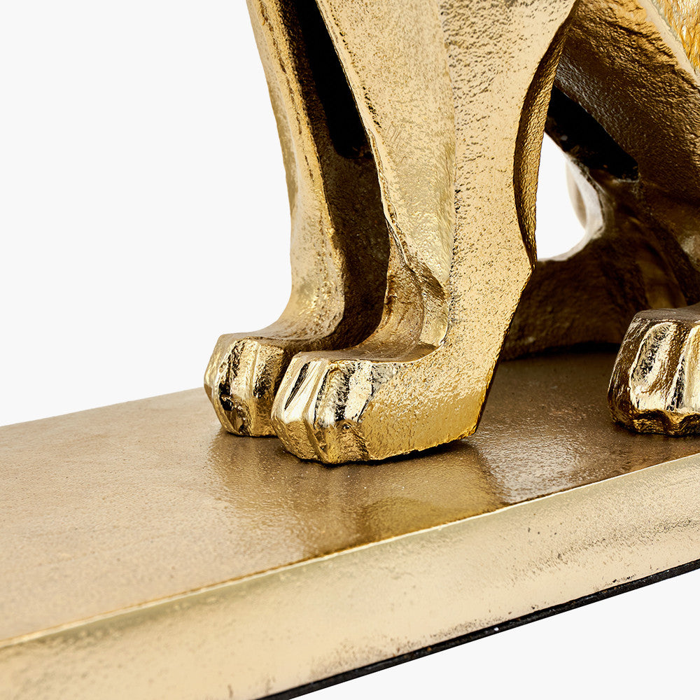 Osa Gold Jaguar Table Lamp with Ivory Oval Shade | Luxury Statement Lighting