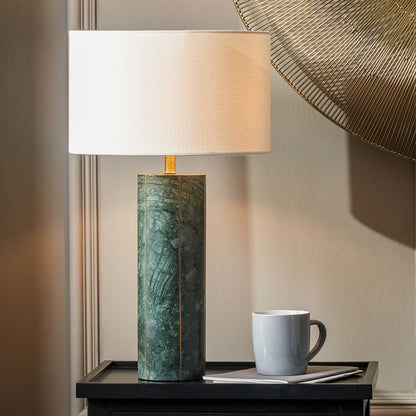 Shop the Venetia Green Marble and Gold Metal Tall Table Lamp with inlaid brass, creating a modern and elegant look. FREE UK MAINLAND DELIVERY. Shop online now at www.nobleandnook.co.uk