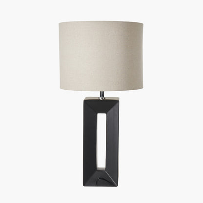 Block Black Ceramic Tall Table Lamp | Modern Sculptural Table Lamp