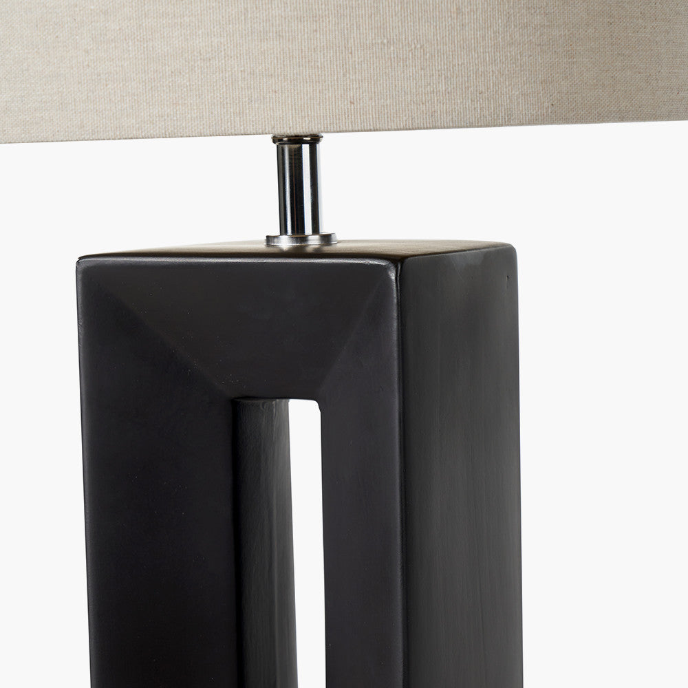 Block Black Ceramic Tall Table Lamp | Modern Sculptural Table Lamp