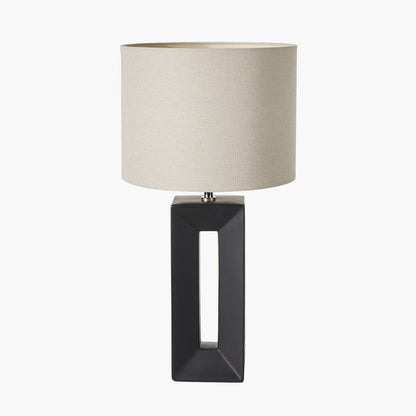 Block Black Ceramic Tall Table Lamp | Modern Sculptural Table Lamp
