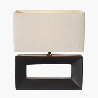 Block Black Ceramic Rectangular Table Lamp | Modern Feature Lighting