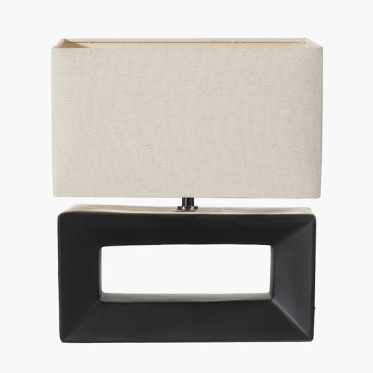 Block Black Ceramic Rectangular Table Lamp | Modern Feature Lighting