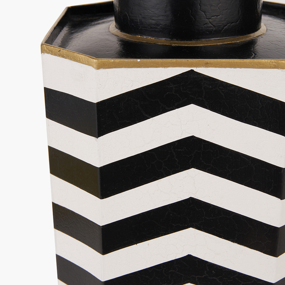 Oskar Black & White Chevron Table Lamp with Stellan 40cm Gold Lined Shade | Modern Lighting