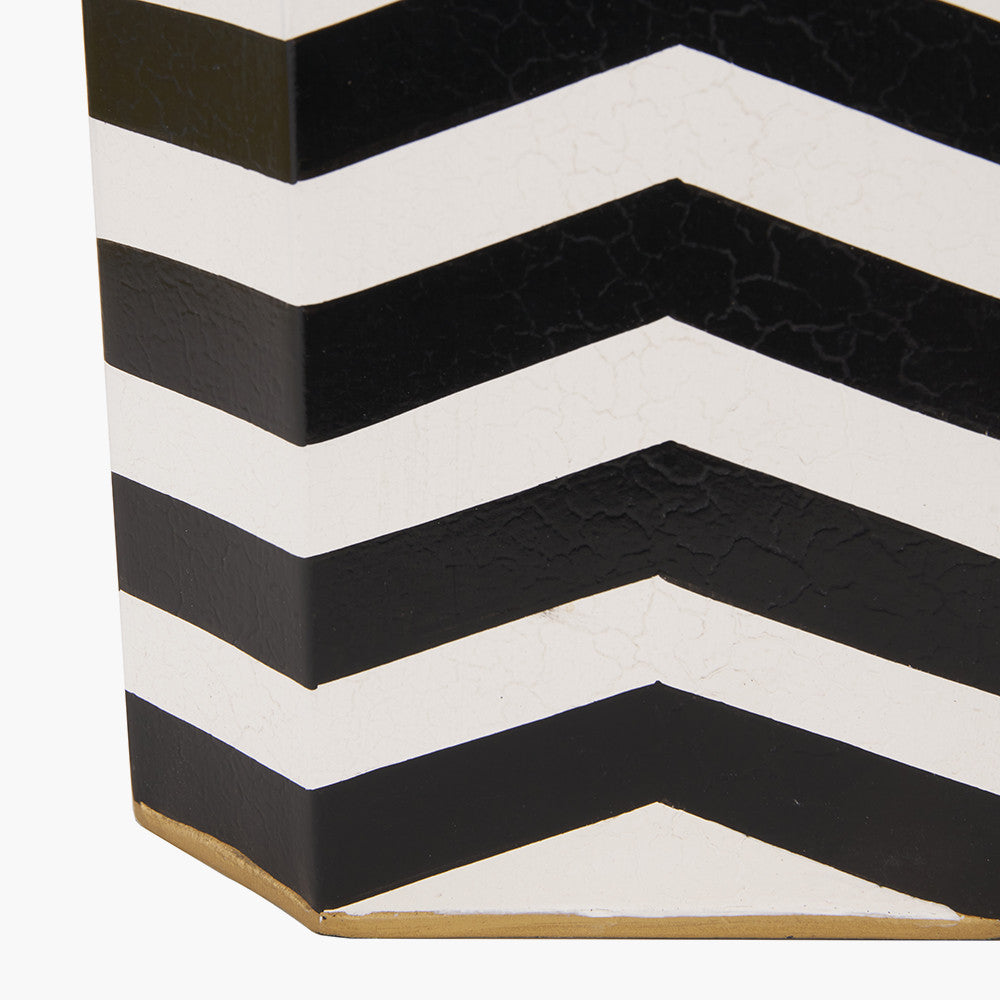 Oskar Black & White Chevron Table Lamp with Stellan 40cm Gold Lined Shade | Modern Lighting