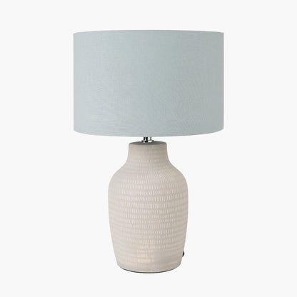 Kai Duck Egg Textured Tall Ceramic Table Lamp | Scandi Table Lamp