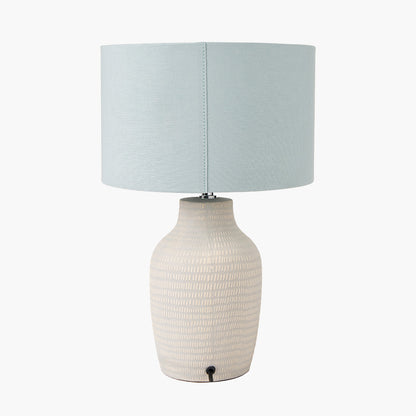 Kai Duck Egg Textured Tall Ceramic Table Lamp | Scandi Table Lamp