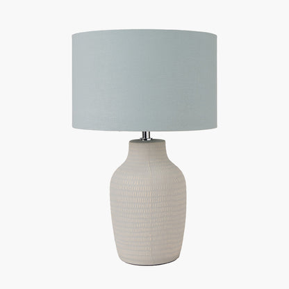 Kai Duck Egg Textured Tall Ceramic Table Lamp | Scandi Table Lamp