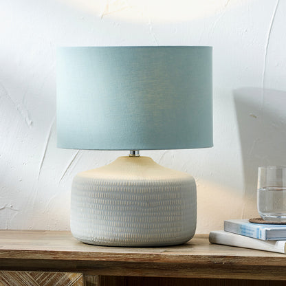 Kai Duck Egg Textured Ceramic Table Lamp | Scandi Coastal Lamp