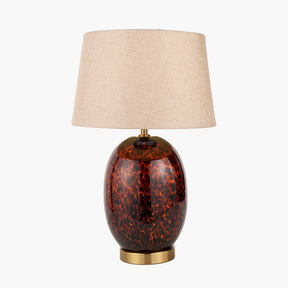 Lucien Tortoiseshell Glass Tall Table Lamp with Brushed Gold Base