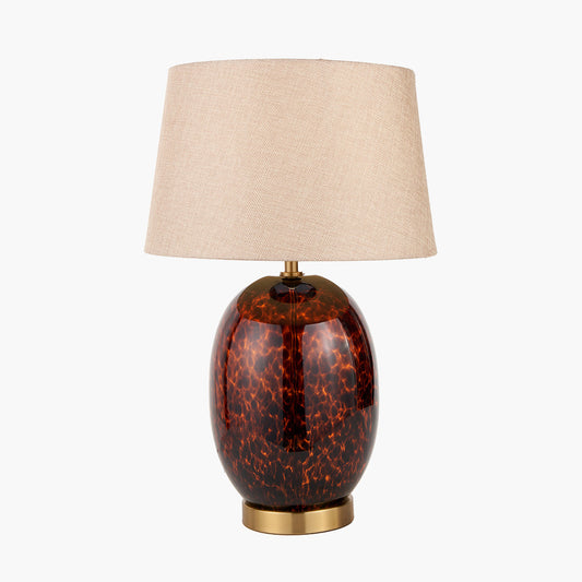 Lucien Tortoiseshell Glass Tall Table Lamp with Brushed Gold Base