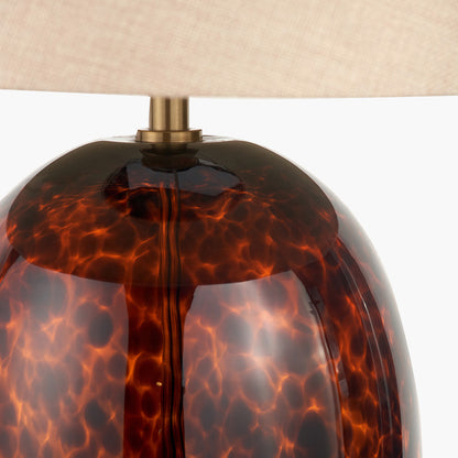 Lucien Tortoiseshell Glass Tall Table Lamp with Brushed Gold Base