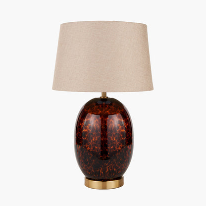 Lucien Tortoiseshell Glass Tall Table Lamp with Brushed Gold Base