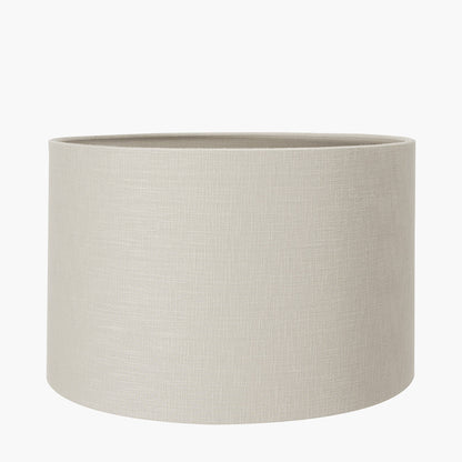 Langston Nickel Metal Column Floor Lamp with Grey Linen Shade
