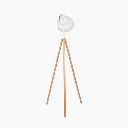 Studio-Inspired Design – Evokes classic film set lighting with a bold tripod silhouette Natural Bamboo Legs and Matt White Metal Shade. Dimensions W70xD63xH164cm. Shop online today at www.nobleandnook.co.uk