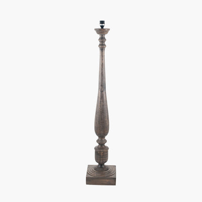 Alia Grey Wash Turned Mango Wood Floor Lamp with Coast Cream Calico Shade