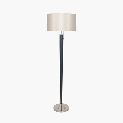 Lowry Black & Silver Floor Lamp with Grey Shade | Modern Contemporary Floor Lamp