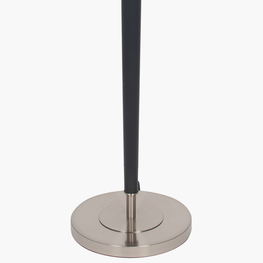 Lowry Black & Silver Floor Lamp with Grey Shade | Modern Contemporary Floor Lamp