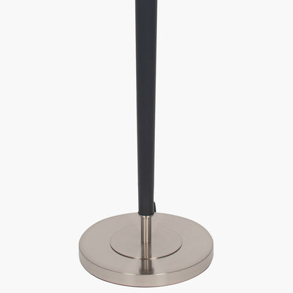 Lowry Black & Silver Floor Lamp with Grey Shade | Modern Contemporary Floor Lamp