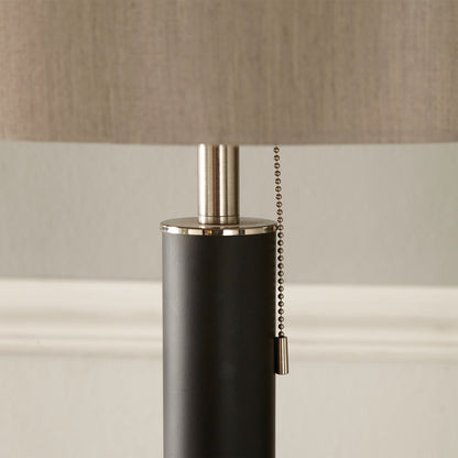 Lowry Black & Silver Floor Lamp with Grey Shade | Modern Contemporary Floor Lamp